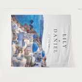 Santorini Griechenland Hochzeitsfeier Foto Hinterg Wandteppich (Vorderseite (Horizontal))