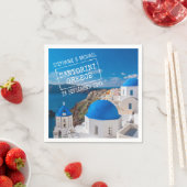 Santorini Griechenland Hochzeitspass Briefmarke Serviette (Beispiel)