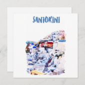 Santorini Griechenland Illustration Wasserfarbe (Vorne/Hinten)