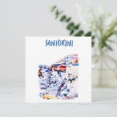 Santorini Griechenland Illustration Wasserfarbe (Stehend Vorderseite)