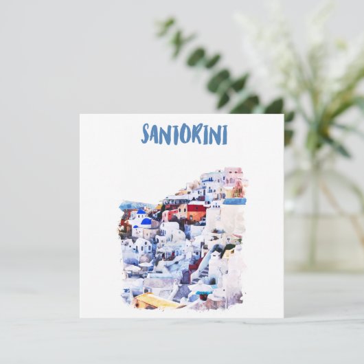 Santorini Griechenland Illustration Wasserfarbe (Stehend Vorderseite)