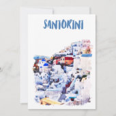 Santorini Griechenland Illustration Wasserfarbe Einladung (Vorderseite)