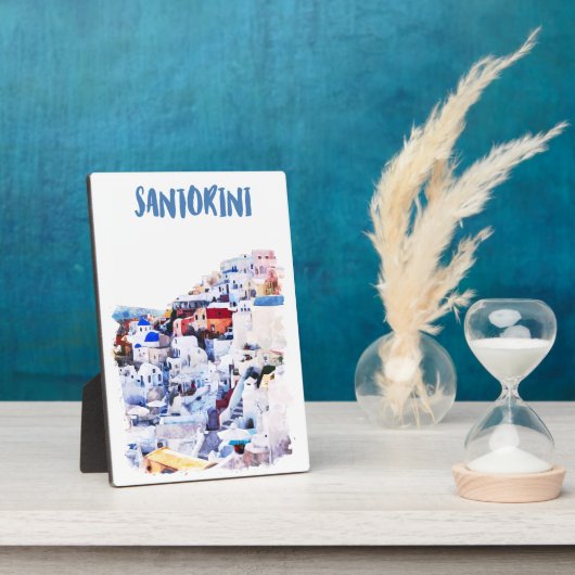 Santorini Griechenland Illustration Wasserfarbe Fotoplatte (Seite)