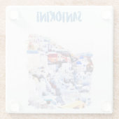 Santorini Griechenland Illustration Wasserfarbe Glasuntersetzer (Rückseite)