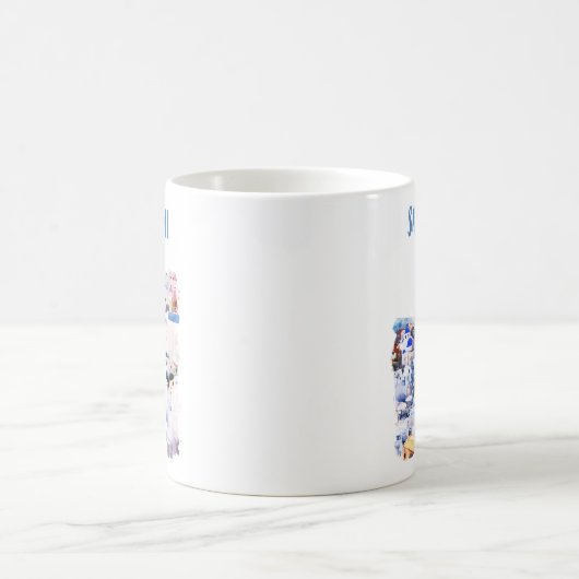 Santorini Griechenland Illustration Wasserfarbe Kaffeetasse (Mittel)