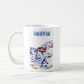 Santorini Griechenland Illustration Wasserfarbe Kaffeetasse (Links)