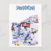 Santorini Griechenland Illustration Wasserfarbe Postkarte (Vorderseite)