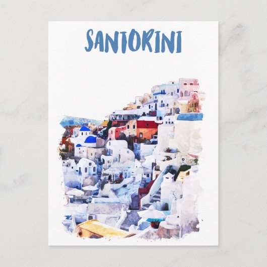 Santorini Griechenland Illustration Wasserfarbe Postkarte (Vorderseite)