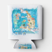 Santorini Griechenland Illustrierte Karte mit Haup Dosenkühler (Rückseite)