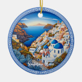 Santorini Griechenland Insel Malerei | Reisekunst Keramik Ornament (Vorne)