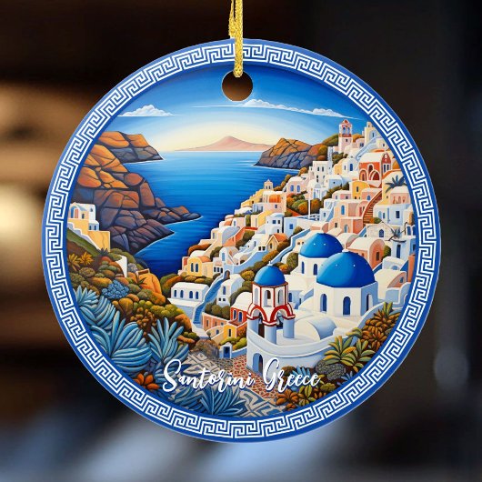 Santorini Griechenland Insel Malerei | Reisekunst Keramik Ornament