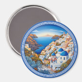 Santorini Griechenland Insel Malerei | Reisekunst Magnet (Vorderseite/Rückseite)