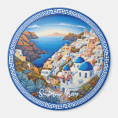 Santorini Griechenland Insel Malerei | Reisekunst Magnet (Vorne)