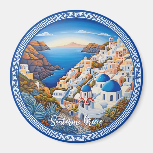 Santorini Griechenland Insel Malerei | Reisekunst Magnet (Vorne)