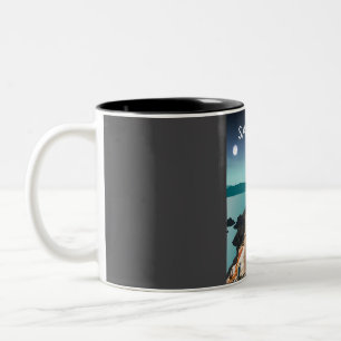 Santorini Griechenland Insel Minimal Retro Ägäisch Zweifarbige Tasse