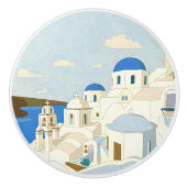 Santorini Griechenland Insel Vintage Reise Souveni Keramikknauf (Vorderseite)