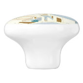 Santorini Griechenland Insel Vintage Reise Souveni Keramikknauf (Seitenansicht)