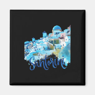 Santorini Griechenland Insel Wasserfarben Souvenir Magnet