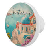 Santorini Griechenland Insel Wasserfarbenreise Sou Keramikknauf (Rechts)
