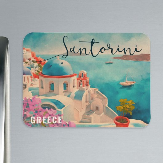 Santorini Griechenland Insel Wasserfarbenreise Sou Magnet