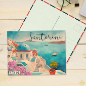 Santorini Griechenland Insel Wasserfarbenreise Sou Postkarte
