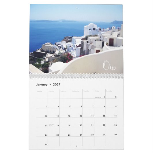 Santorini Griechenland Kalender (Jan 2027)