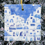 Santorini Griechenland Keramik Wasserfarben Keramikornament<br><div class="desc">Ein Gemälde aus der Wasserfarbenwelt der schönen griechischen Insel Santorin. Originelle Kunst von Nic Squirrell.</div>