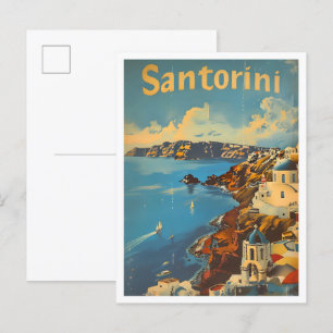 Santorini Griechenland Klassische Kunst Retro Vint Postkarte