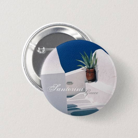 Santorini, Griechenland-Knopf Button (Vorne & Hinten)