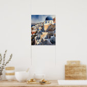 Santorini Griechenland Landschaft Reisen Kunst dru Poster (Küche)