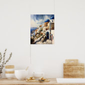 Santorini Griechenland Landschaft Reisen Kunst dru Poster (Küche)