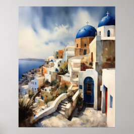 Santorini Griechenland Landschaft Reisen Kunst dru Poster