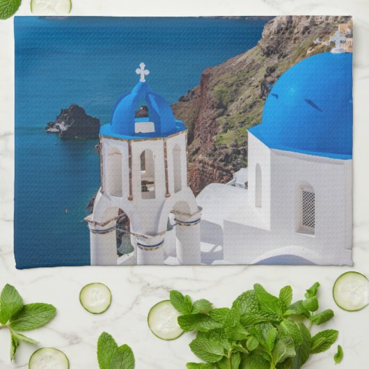 Santorini Griechenland Landschaftlich Griechisches Geschirrtuch (Gefaltet)
