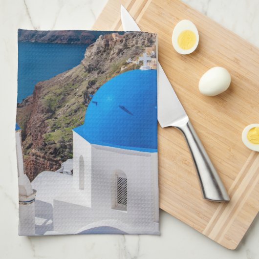 Santorini Griechenland Landschaftlich Griechisches Geschirrtuch (Viertel Falte)