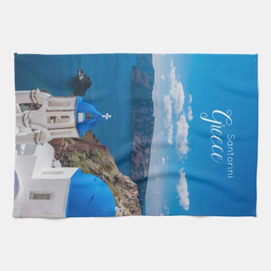 Santorini Griechenland Landschaftlich Griechisches Geschirrtuch (Horizontal)
