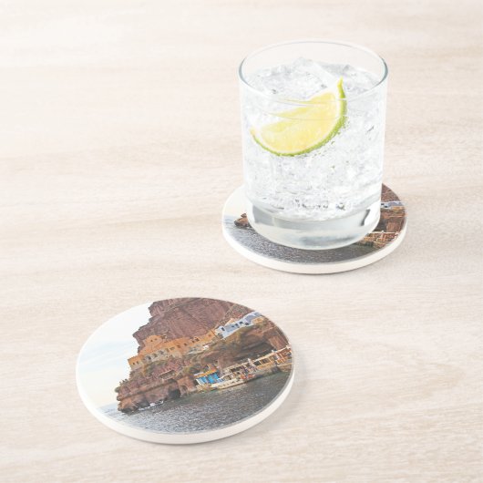 Santorini Griechenland, Landschaftlich, Rundfunk U Getränkeuntersetzer (Seite)