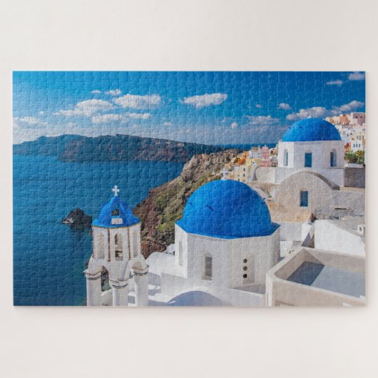 Santorini Griechenland Landschaftliche Kirche Jigs Puzzle (Horizontal)