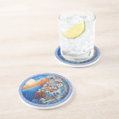 Santorini Griechenland Malerei | Reisekunst Getränkeuntersetzer (Seite)