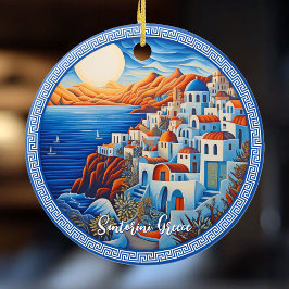 Santorini Griechenland Malerei | Reisekunst Keramik Ornament