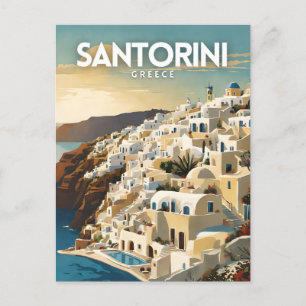 Santorini Griechenland Nostalgisch Retro Art Postkarte