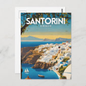 Santorini Griechenland Nostalgische Reise Postkarte (Vorne/Hinten)