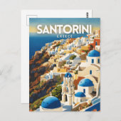 Santorini Griechenland Nostalgische Reisen Kunst Postkarte (Vorne/Hinten)