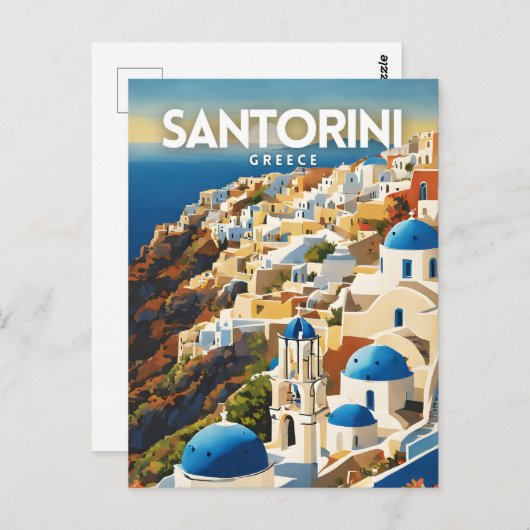 Santorini Griechenland Nostalgische Reisen Kunst Postkarte (Vorne/Hinten)