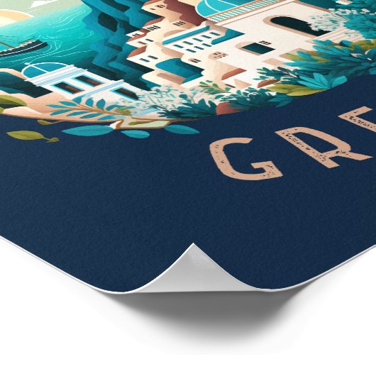 Santorini Griechenland Not leidender Kreis Poster (Ecke)