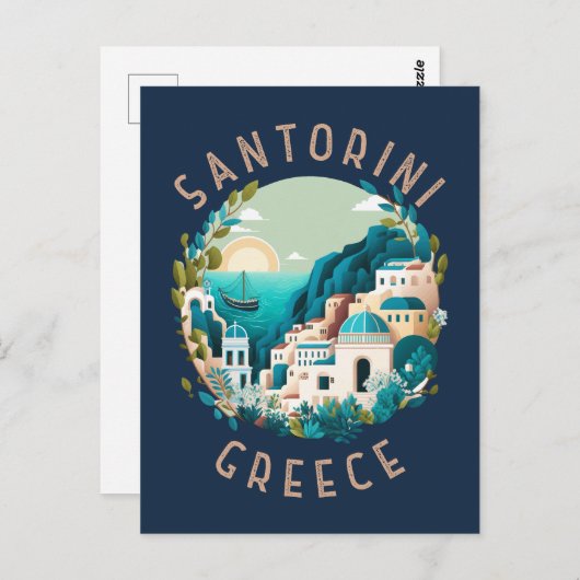 Santorini Griechenland Not leidender Kreis Postkarte (Vorne/Hinten)