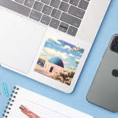 Santorini Griechenland Ocean Travel Vinyl Sticker (Laptop mit iPhone)