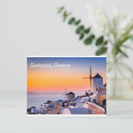 Santorini Griechenland Postkarte (Stehend Vorderseite)