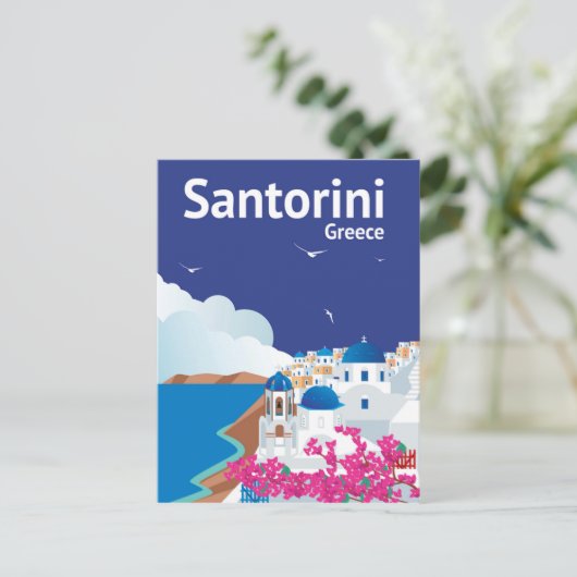 Santorini Griechenland Postkarte (Stehend Vorderseite)