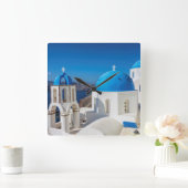 Santorini, Griechenland Quadratische Wanduhr (Zuhause)