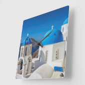Santorini, Griechenland Quadratische Wanduhr (Winkel)